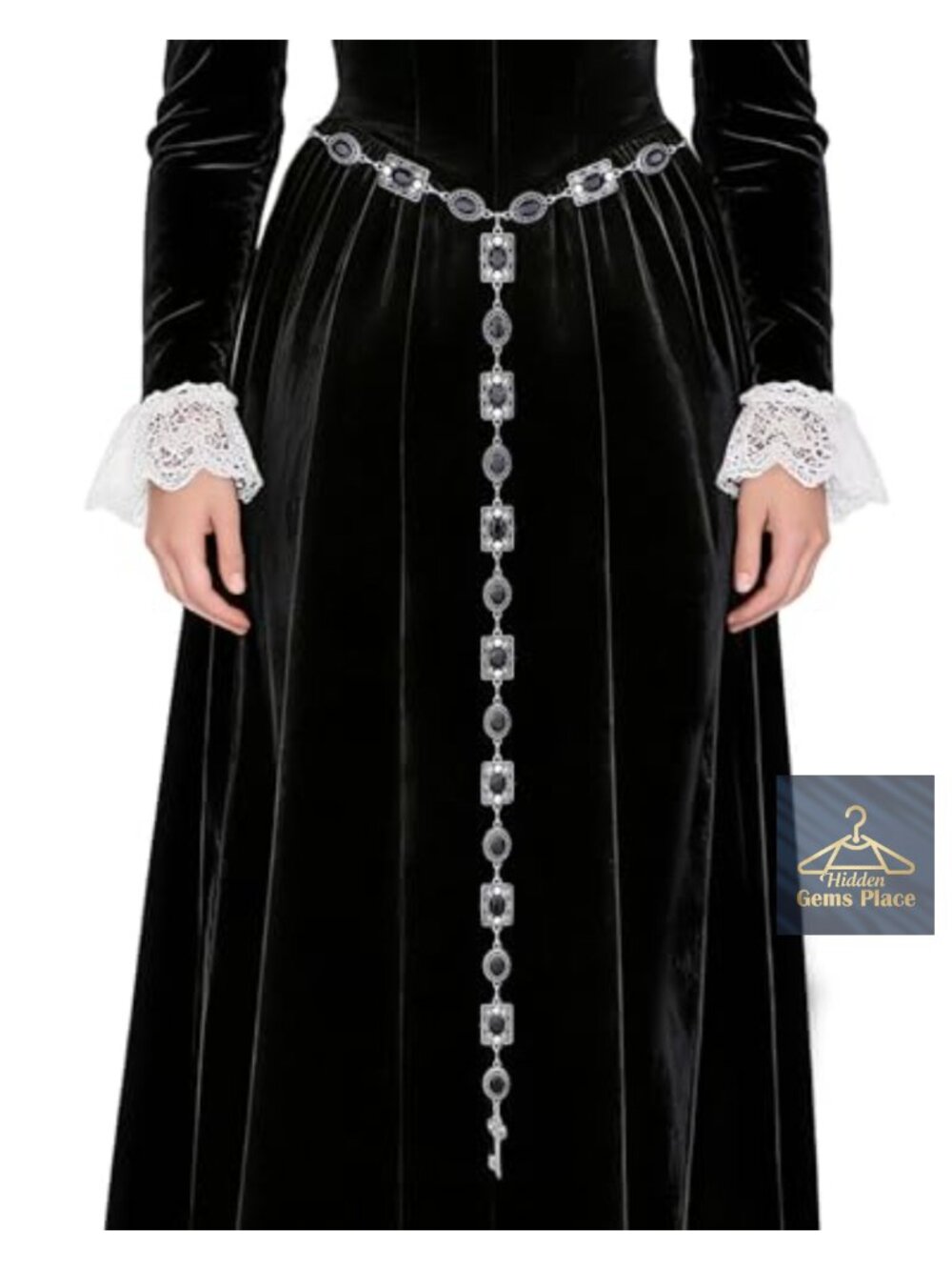 Medieval Waist Chain Renaissance Belt Rhinestone Adjustable Costume Accessory - Picture 1 of 5